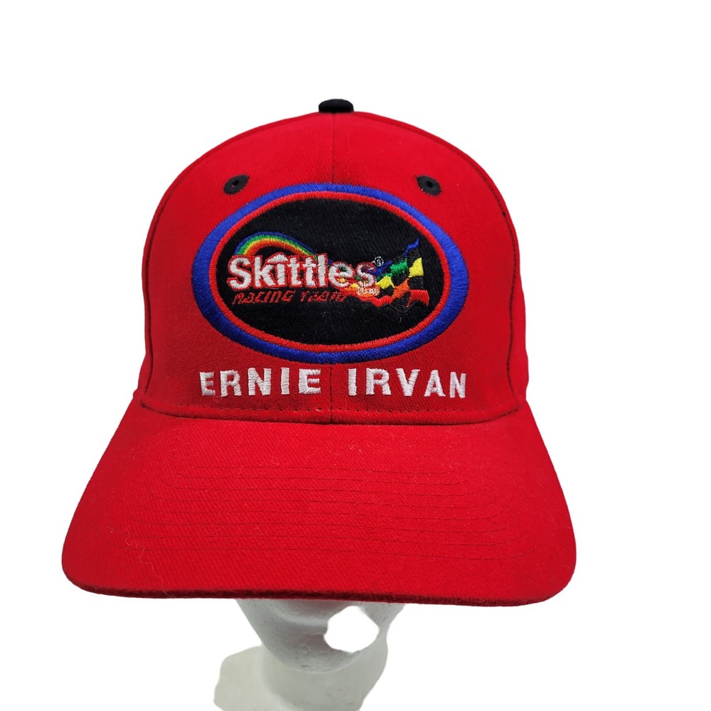 Nascar Ernie Irvan Vintage Skittles Racing Team Red Snap Back Cap  10723-0458